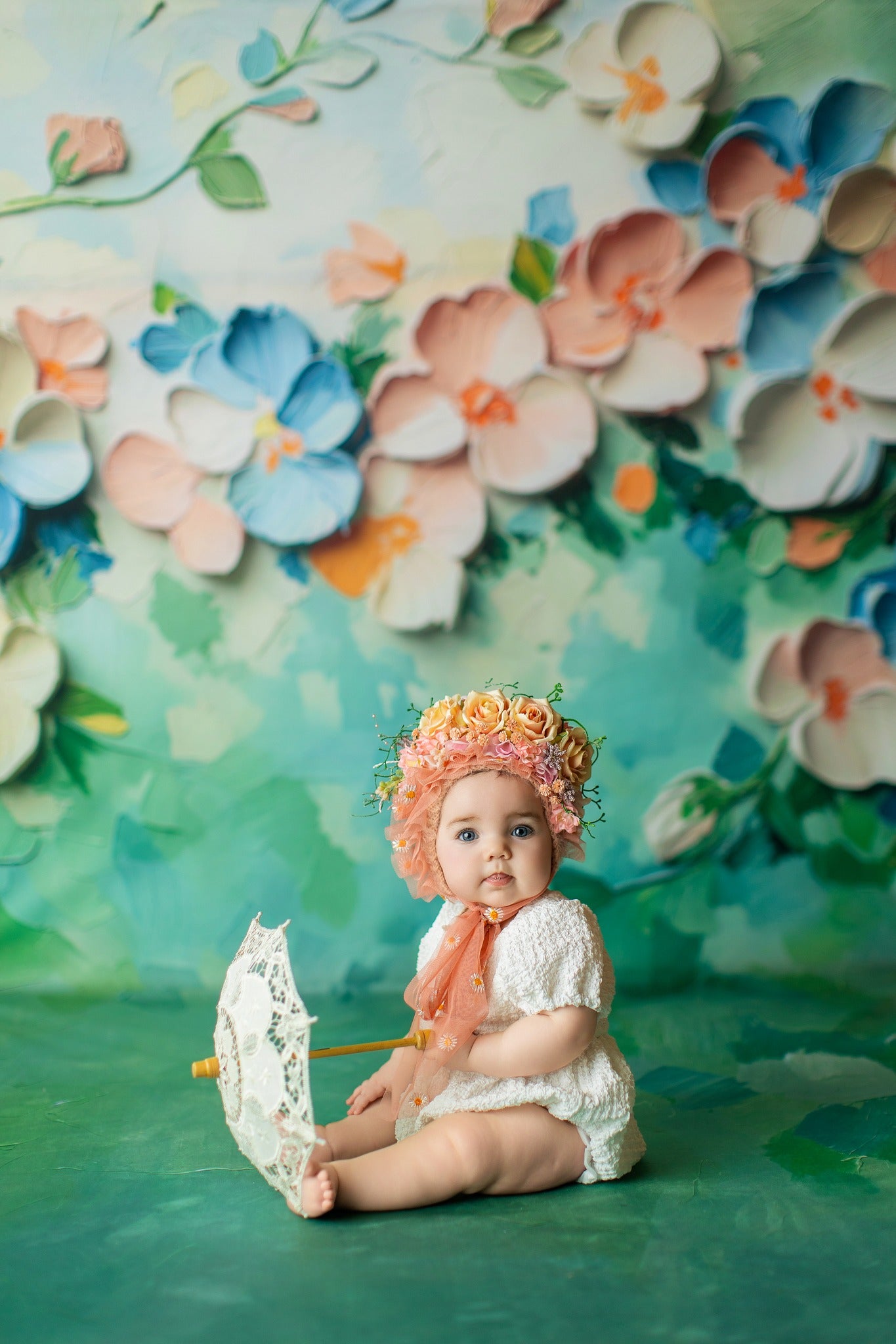 Kate Sweep Paint Floral Pastel Backdrop Designed by GQ