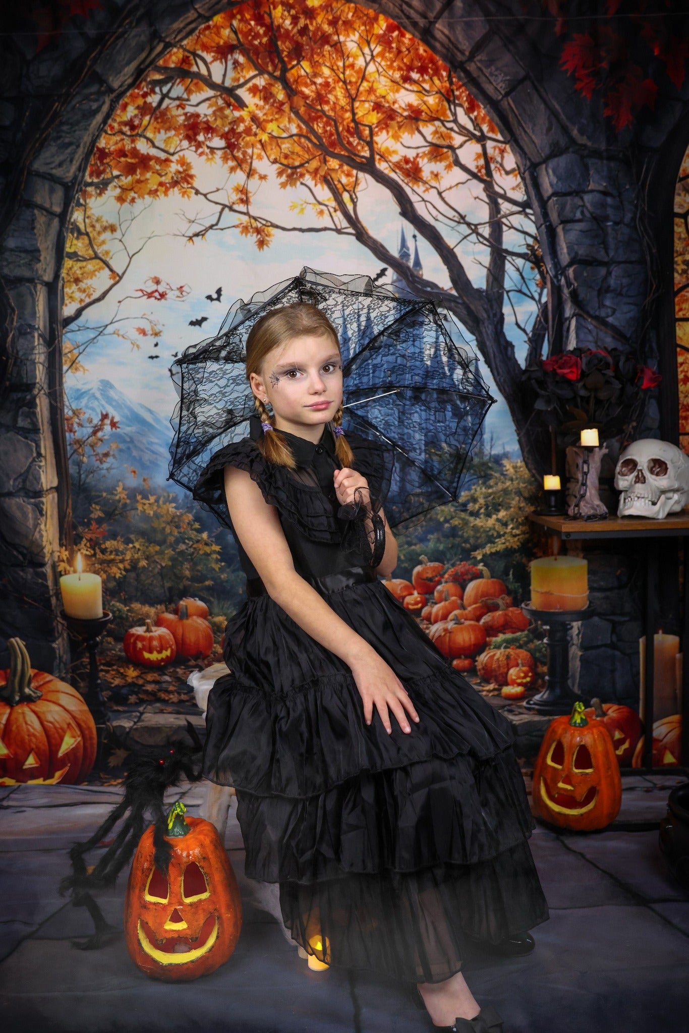 Kate Halloween Pumpkin Arch Castle Backdrop Designed by Emetselch - Kate Backdrop AU