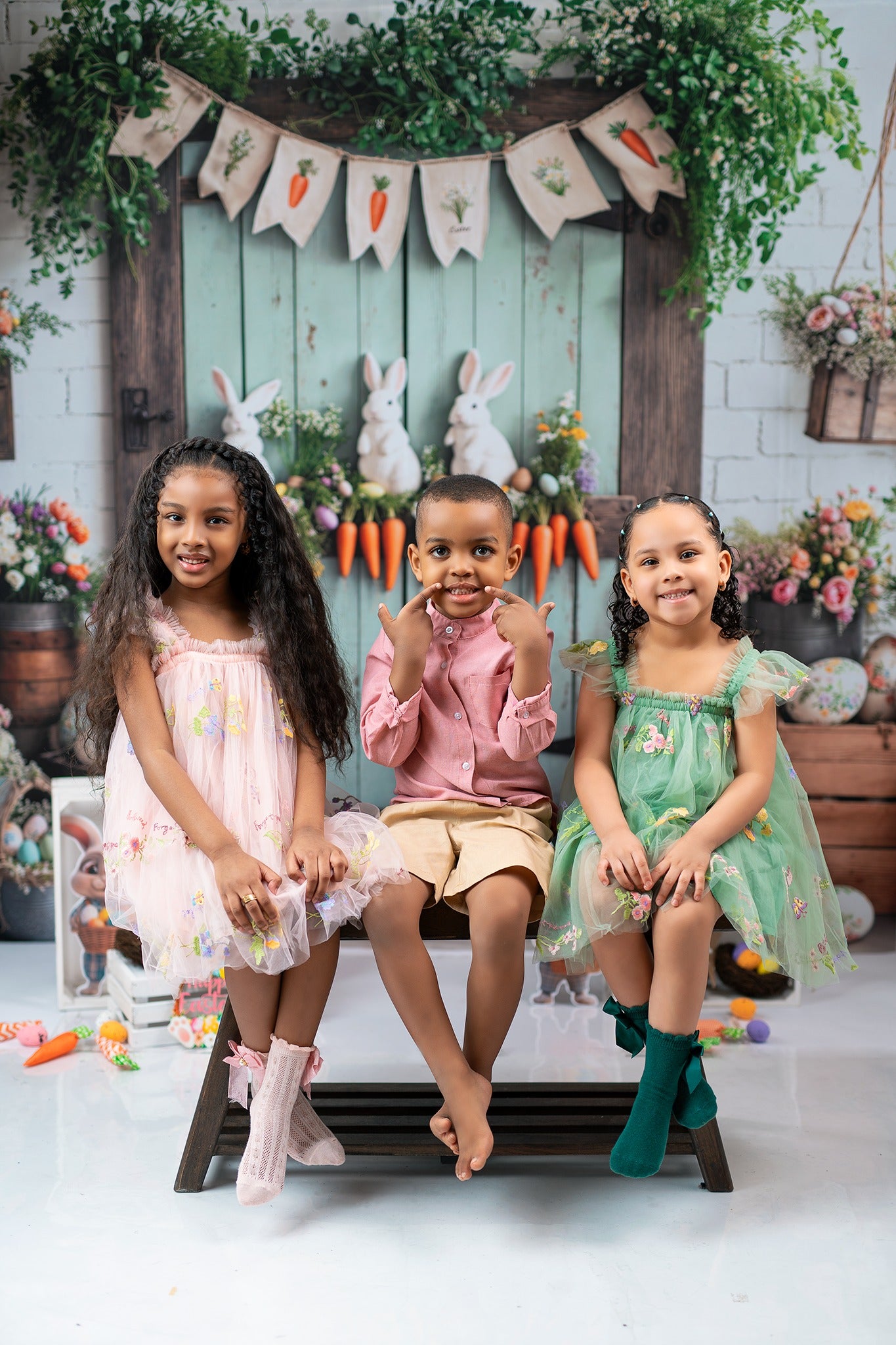 Kate Easter Bunny Carrots Door Wood Backdrop Designed by Emetselch