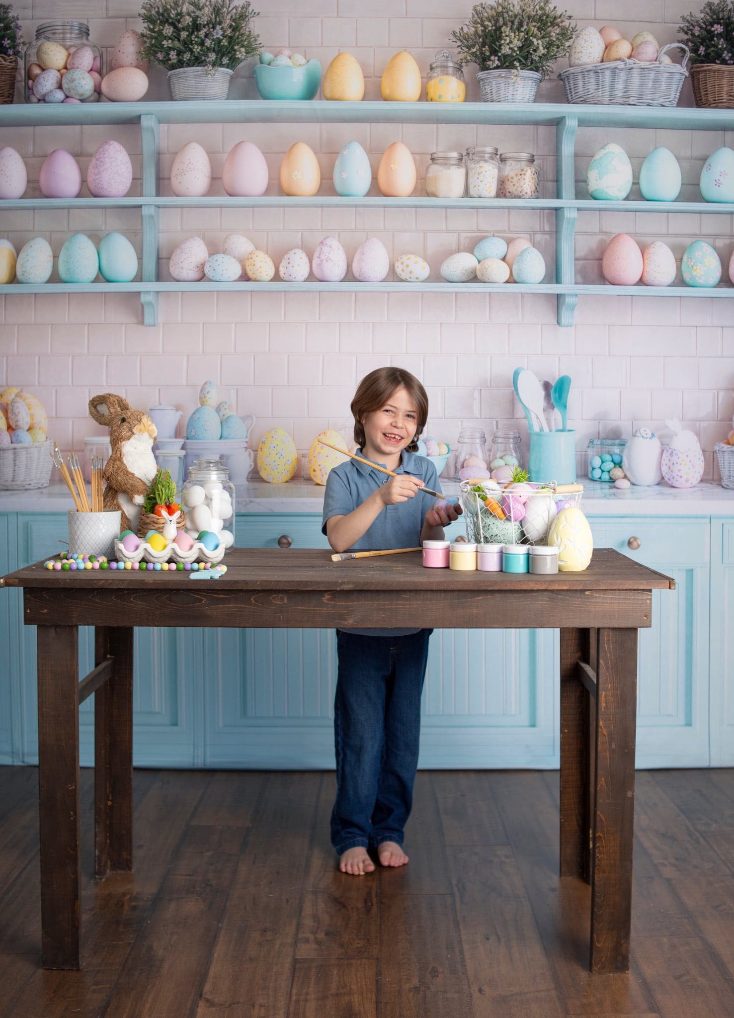 Kate Easter Kitchen Egg Shelf Pastel Backdrop Designed by Emetselch - Kate Backdrop AU