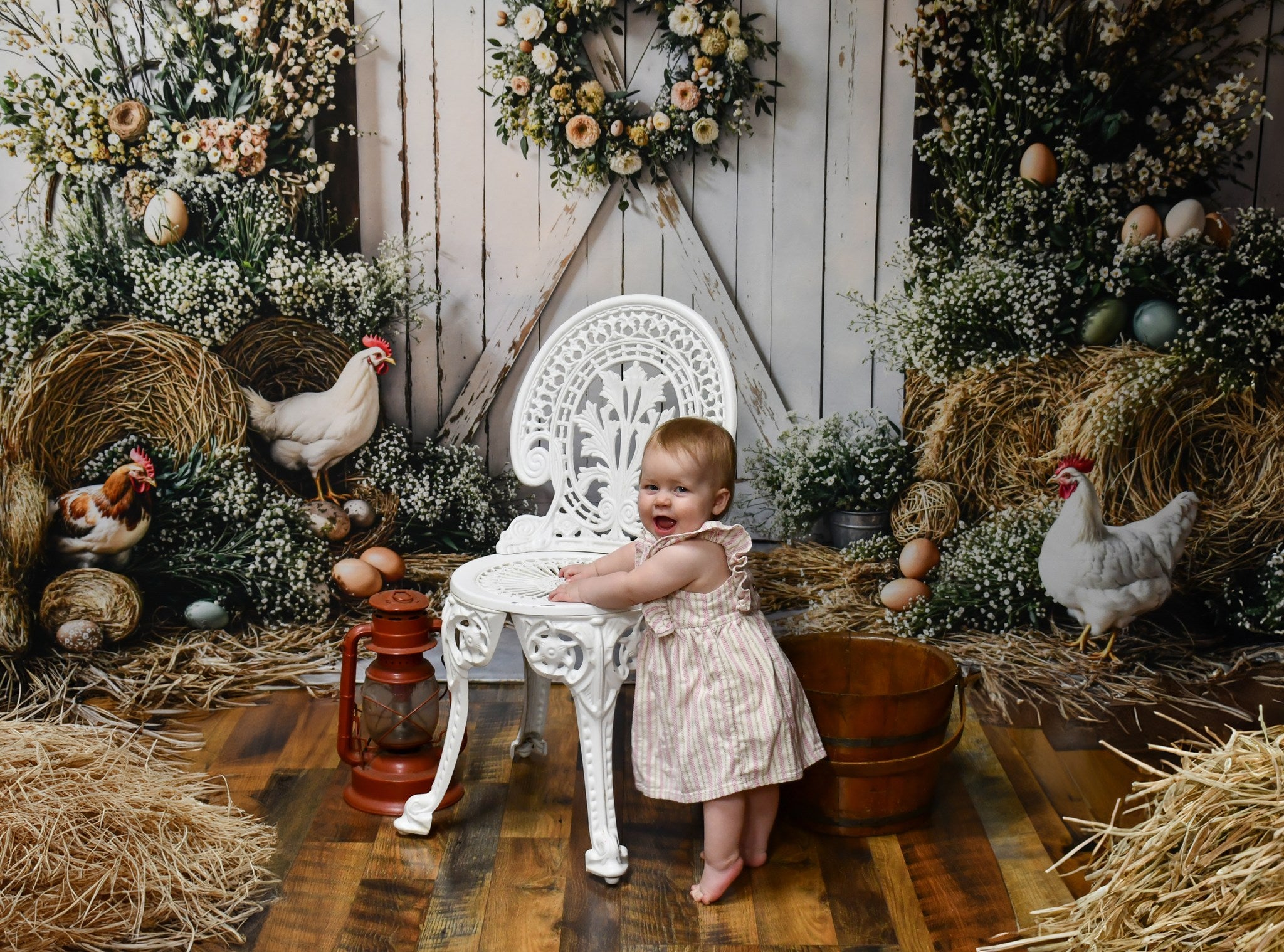 Kate Easter Farmhouse Spring Floral Backdrop Designed by Emetselch