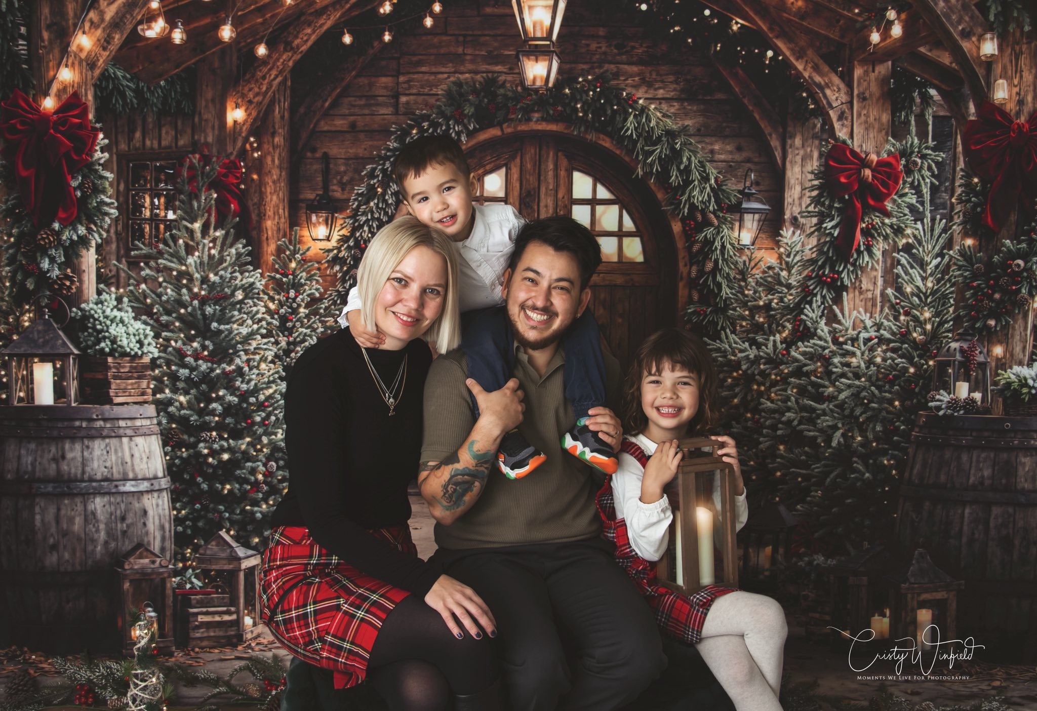 Kate Christmas Wooden Barrels Backdrop Designed by Emetselch