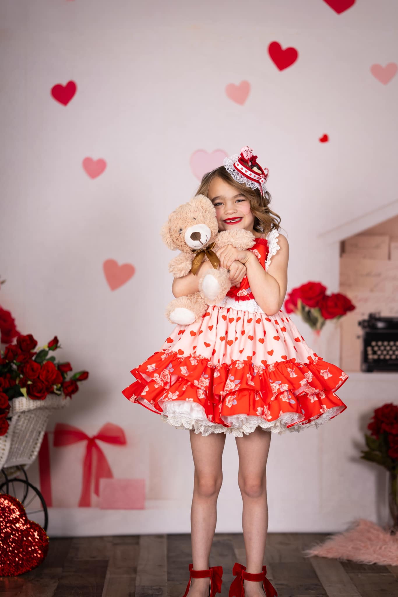 Kate Valentine Vintage Typewriter Heart Backdrop Designed by Patty Roberts - Kate Backdrop AU