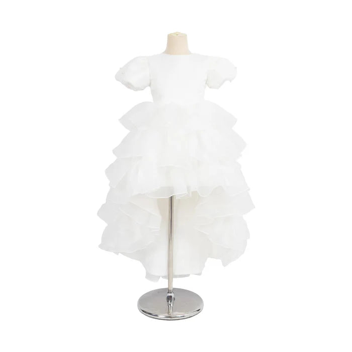 Kate Pure White Mesh Long Tail Children's Gown Dress with pearl hair band - Kate Backdrop AU
