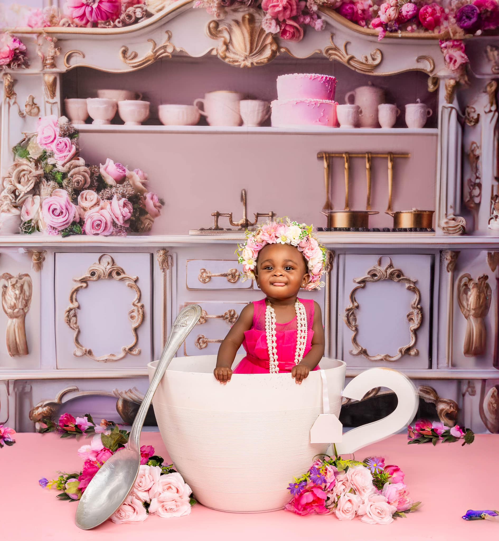Kate Valentine Dollhouse Kitchen Room Backdrop Designed by Mini MakeBelieve - Kate Backdrop AU