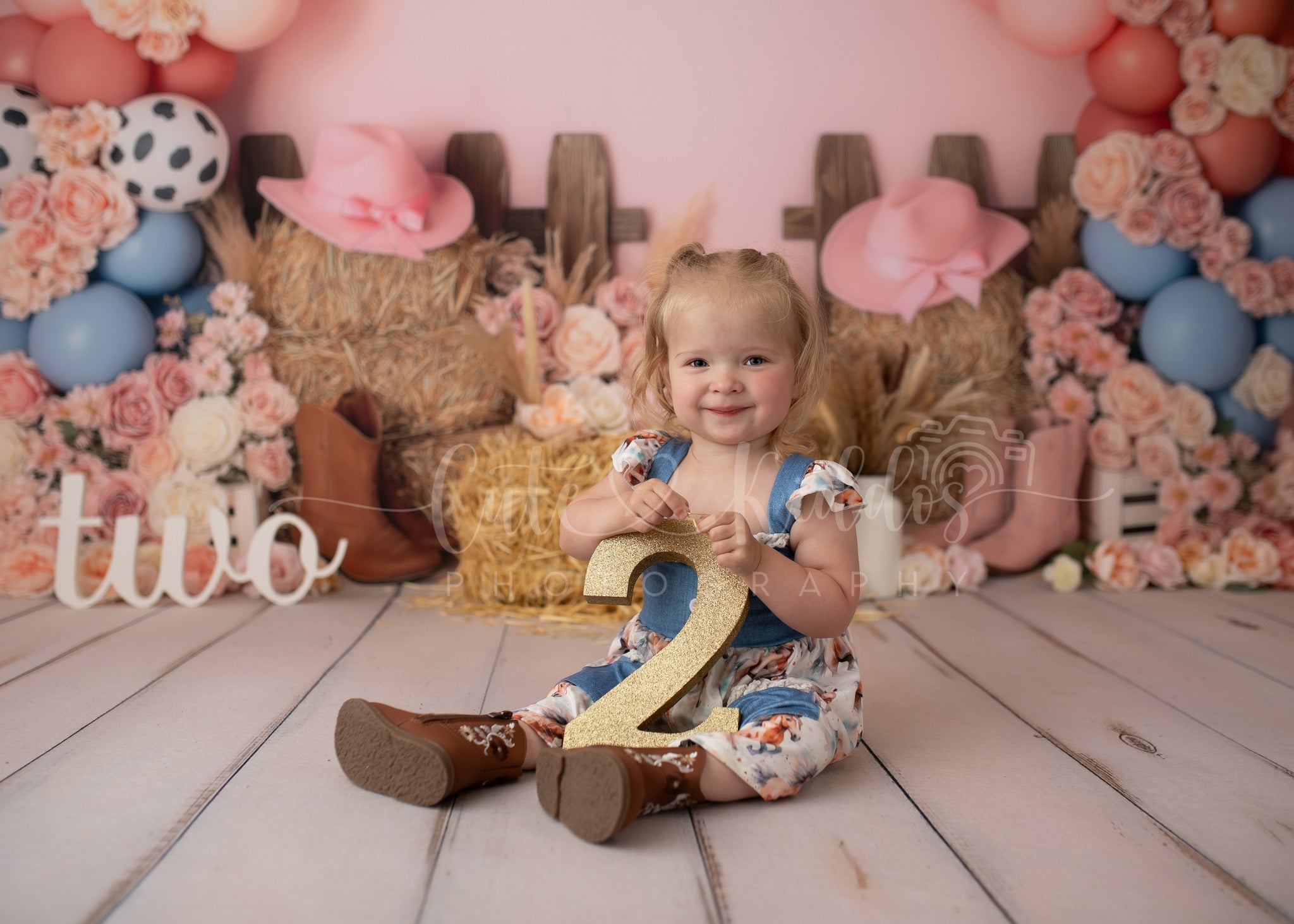 Kate Pink Cowgirl Flowers Backdrop Designed by Patty Roberts