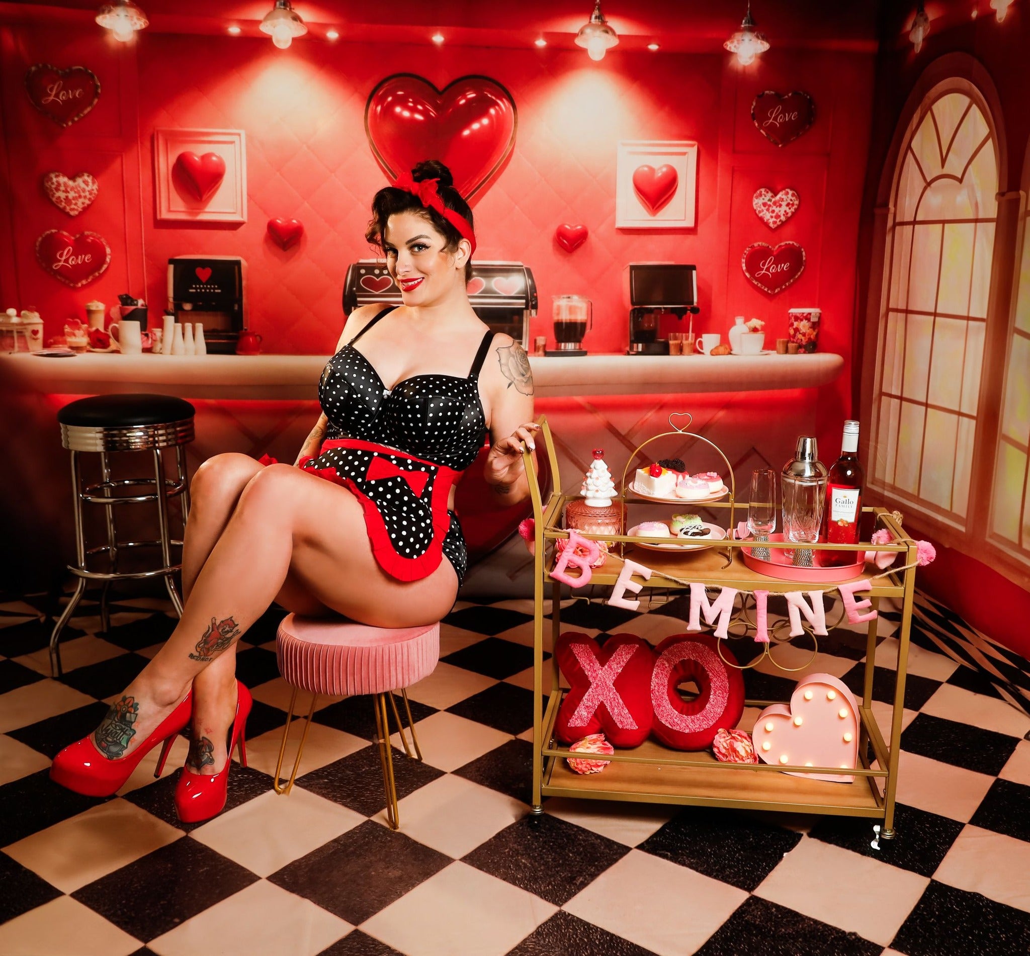 Kate Valentine's Day Drinks Bar Room Set(8ftx8ft&10ftx8ft&8ftx10ft) - Kate Backdrop AU