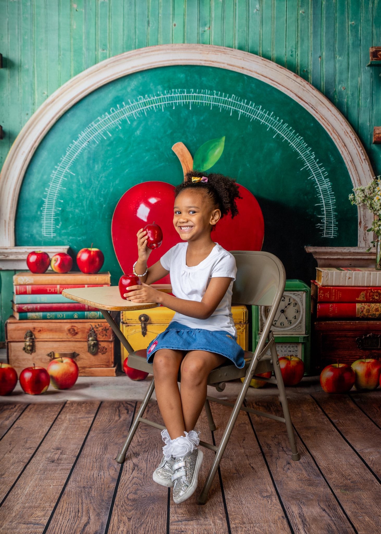 Kate Back to School Backdrop Red Apple Designed by Emetselch