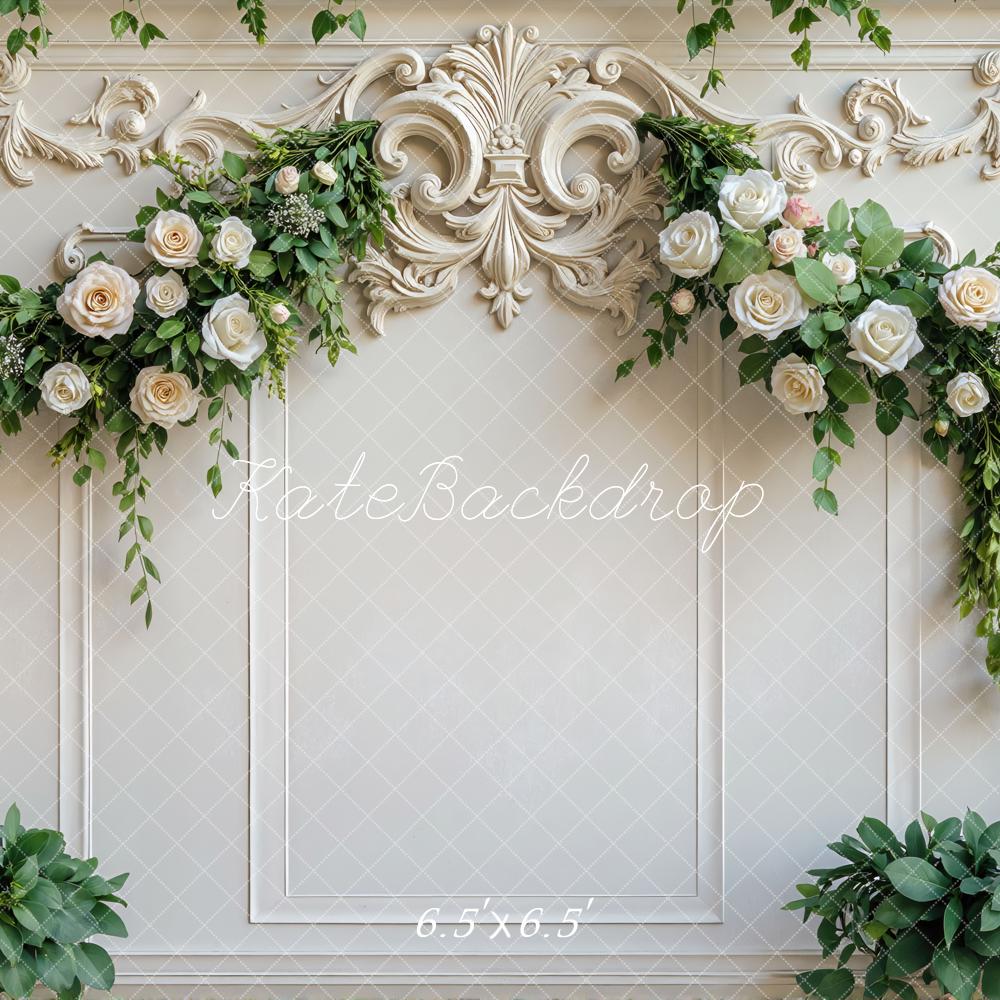Kate Wedding White Roses Floral Backdrop Designed by Mini MakeBelieve