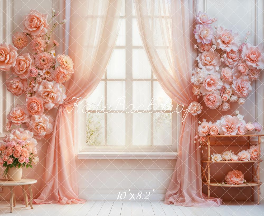 Kate Flower Arch Pink Floral Window Backdrop Designed by Emetselch