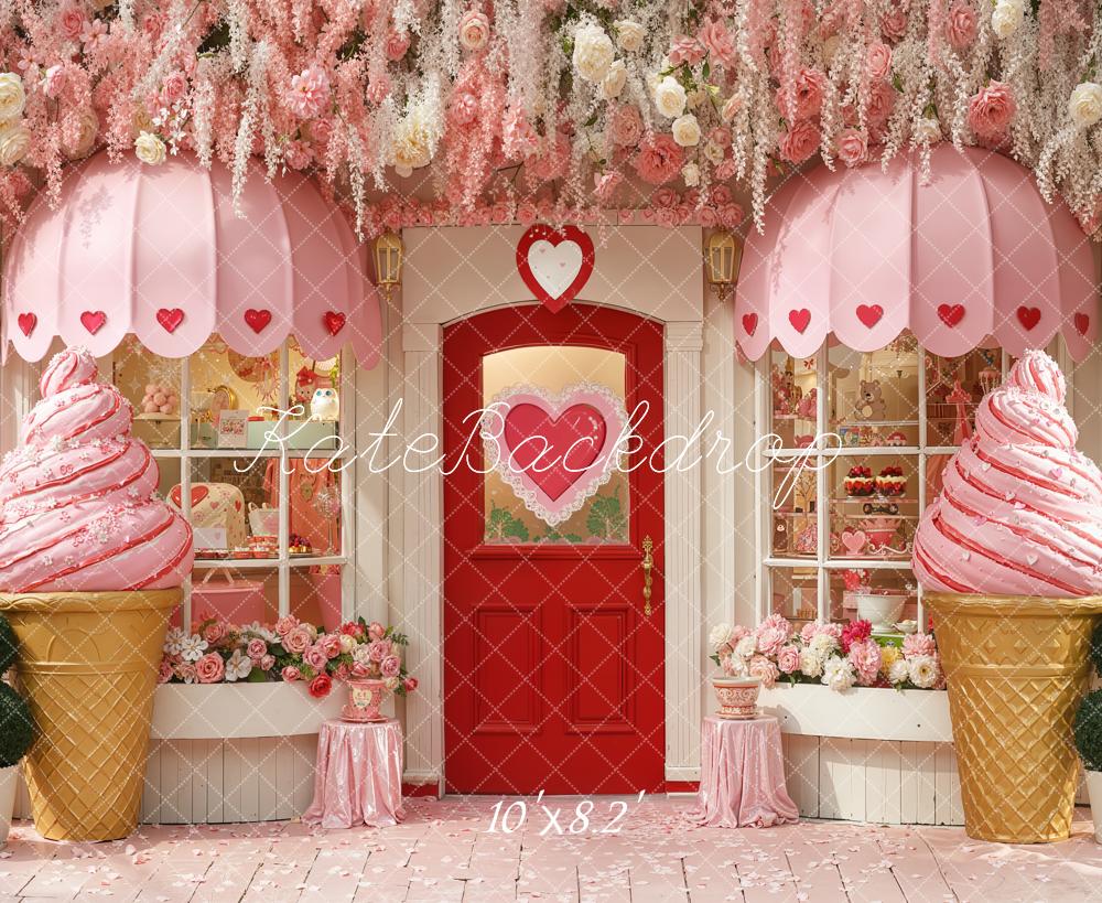 Kate Ice Cream Shop Valentine's Day Fleece Backdrop Designed by Chain