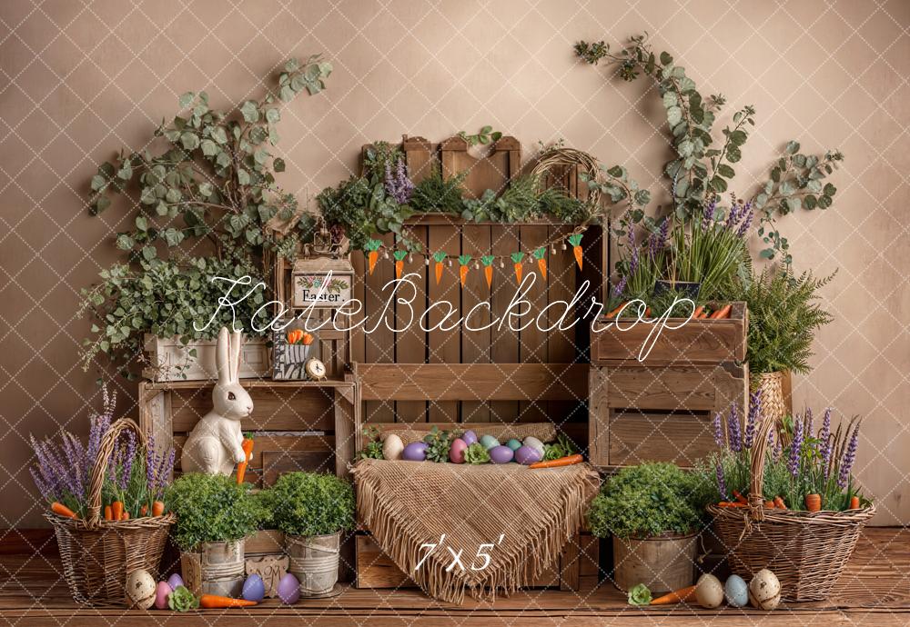Kate Easter Bunny Carrots Wooden Crates Backdrop Designed by Emetselch