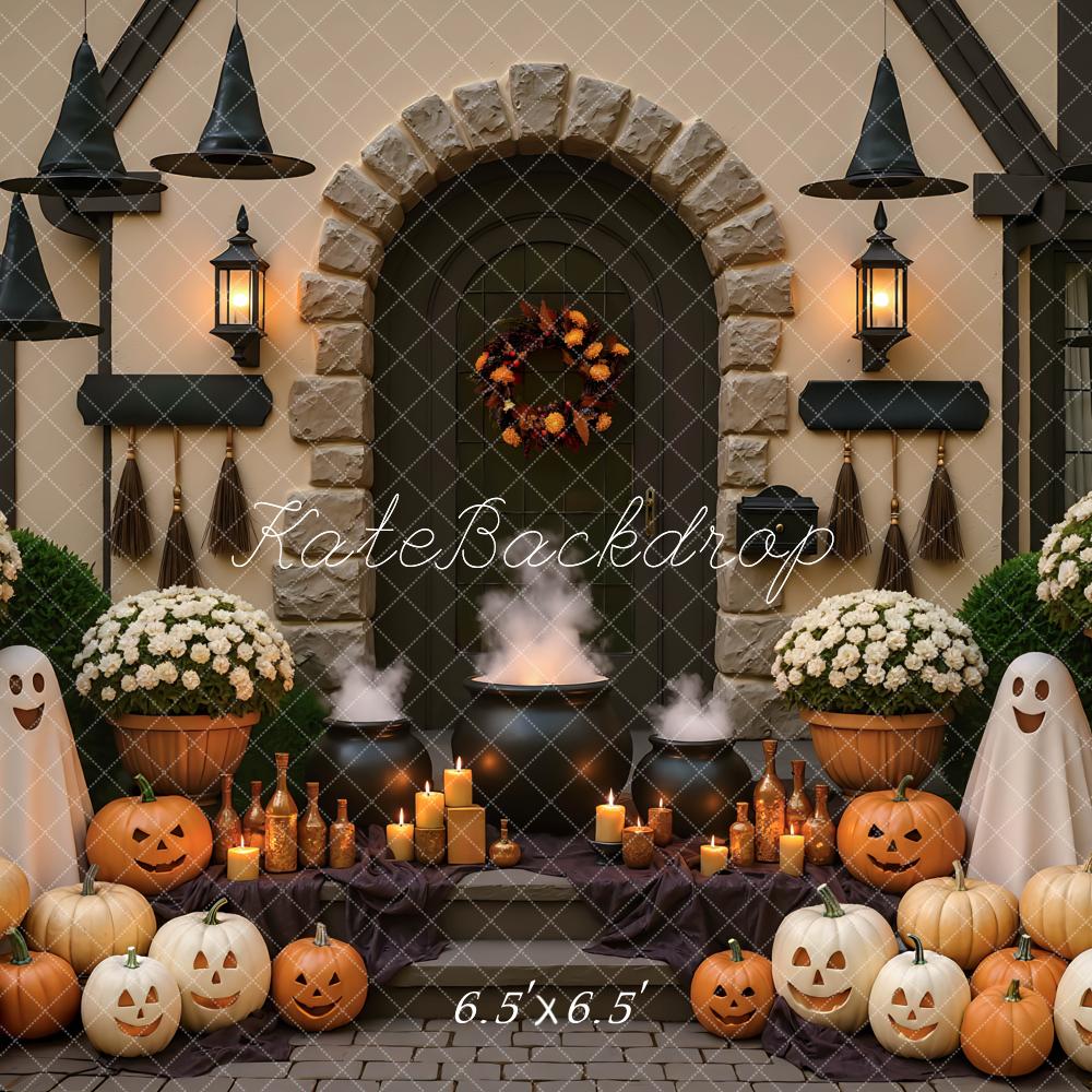 Kate Halloween Ghosts Pumpkins Witch Hats Backdrop Designed by Mini MakeBelieve