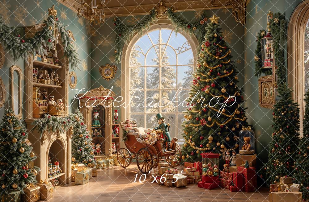 Kate Christmas Room Nutcracker Tree Fleece Backdrop Designed by Emetselch - Kate Backdrop AU