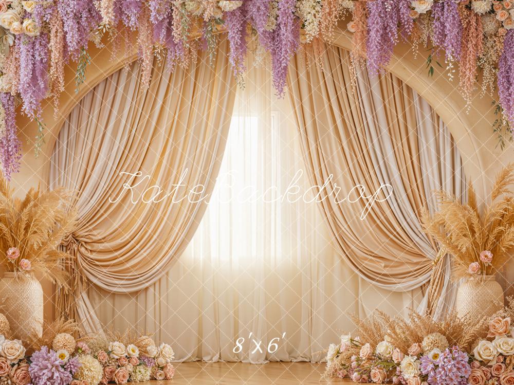 Kate Wedding Beige Curtains Pampas Backdrop Designed by Emetselch