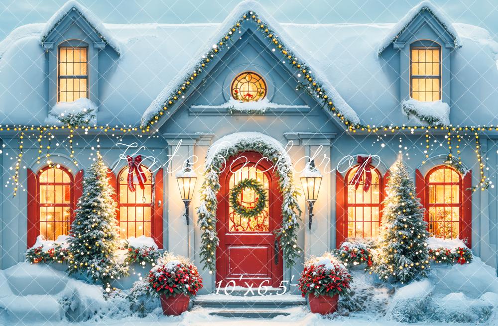 Kate Christmas Snowy House Backdrop Designed by Emetselch - Kate Backdrop AU