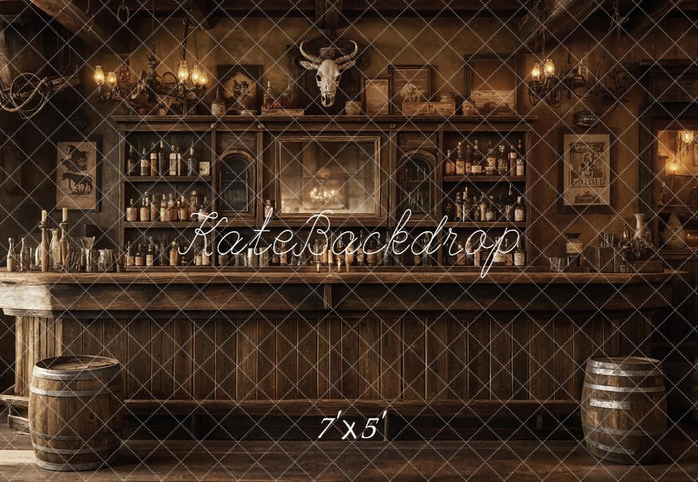 Kate Western Saloon Bar Counter Vintage Backdrop Designed by Emetselch