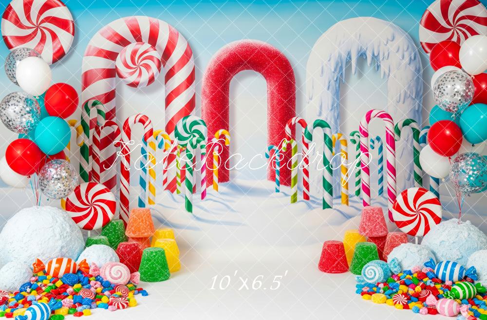 Kate Candyland Candy Canes Lollies Balloons Backdrop Designed by Patty Roberts
