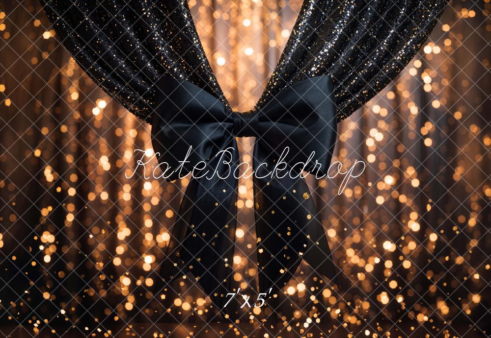 Kate Black Curtain Bow Sparkle Bokeh Backdrop Designed by Chain - Kate Backdrop AU