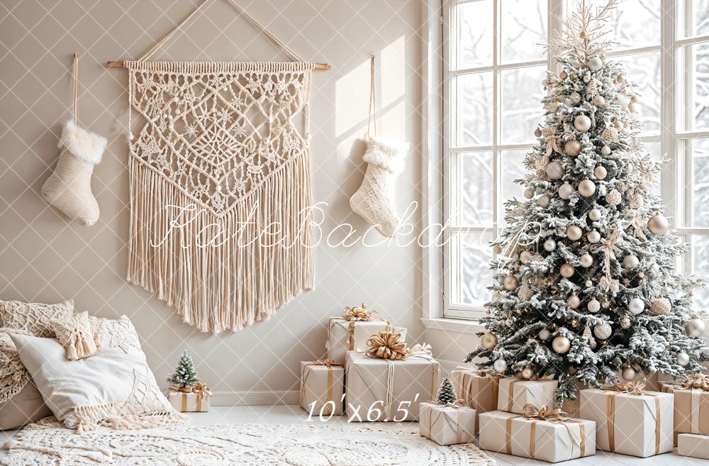 Kate Christmas Tree Boho Neutral Backdrop Designed by Emetselch