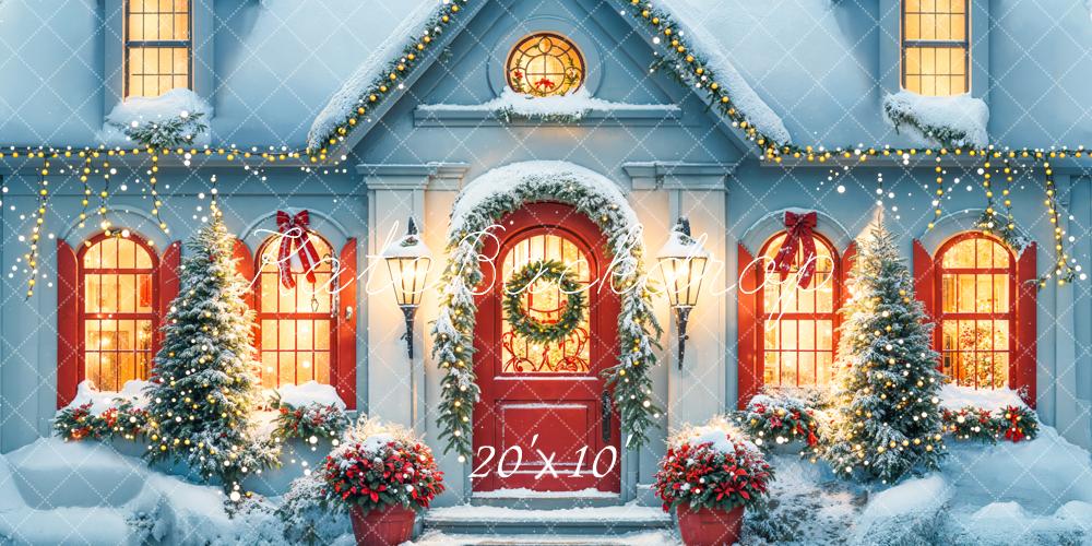 Kate Christmas Snowy House Backdrop Designed by Emetselch - Kate Backdrop AU