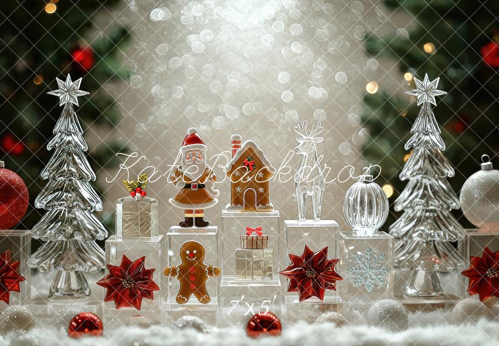 Kate Christmas Glass Trees Gingerbread Bokeh Backdrop Designed by Mini MakeBelieve - Kate Backdrop AU