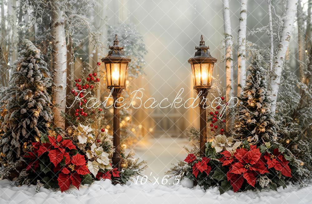 Kate Christmas Snow Birch Trees Fleece Backdrop Designed by Emetselch - Kate Backdrop AU