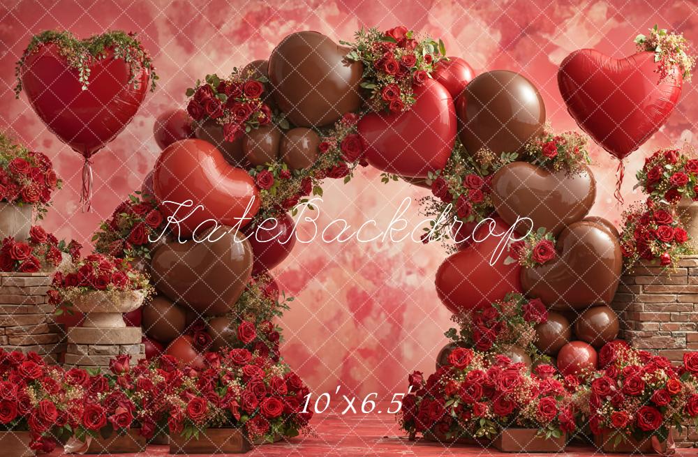Kate Heart Balloons Roses Arch Backdrop Designed by Emetselch