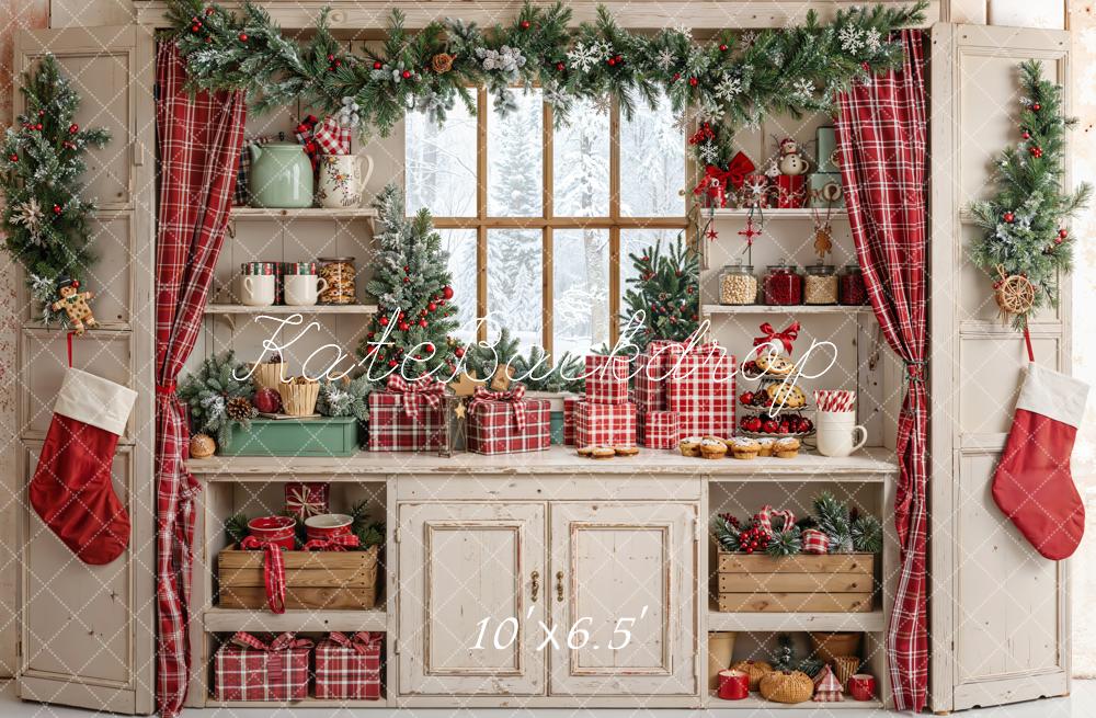 Kate Christmas Kitchen Fleece Backdrop Designed by Emetselch