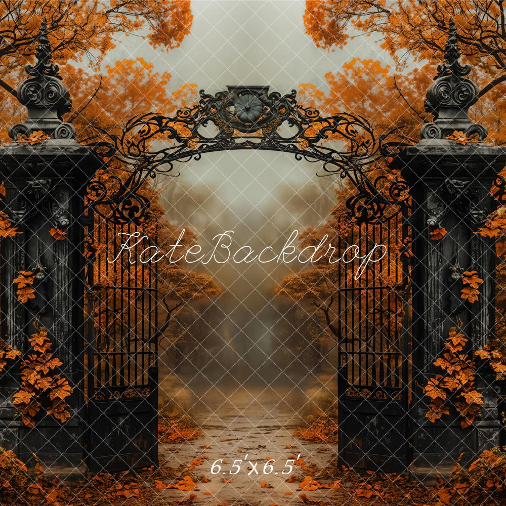 Kate Autumn Forest Iron Gate Backdrop Designed by Emetselch - Kate Backdrop AU