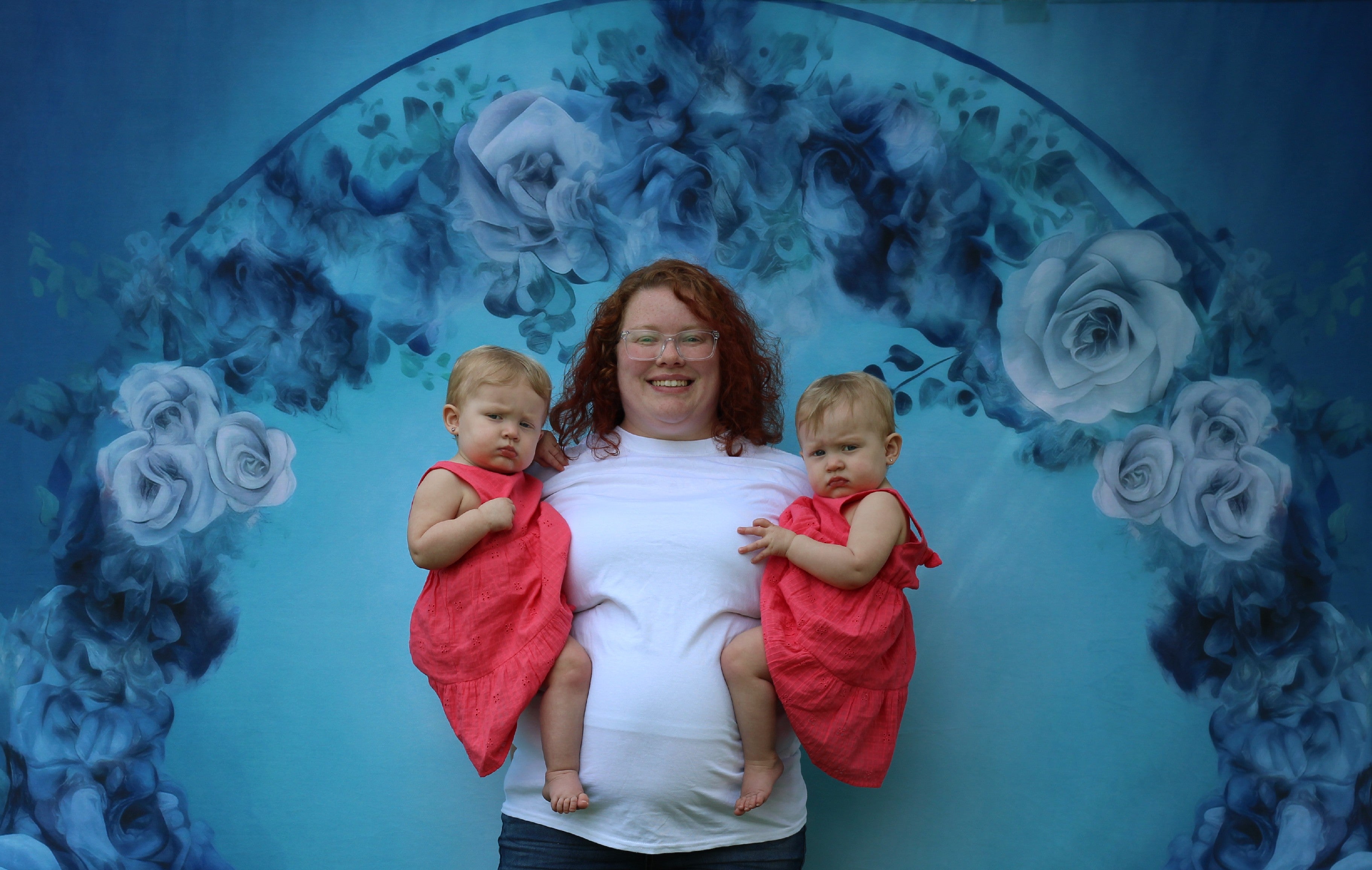 Kate Blue Watercolor Flower Loop Backdrop Designed by Patty Robertss