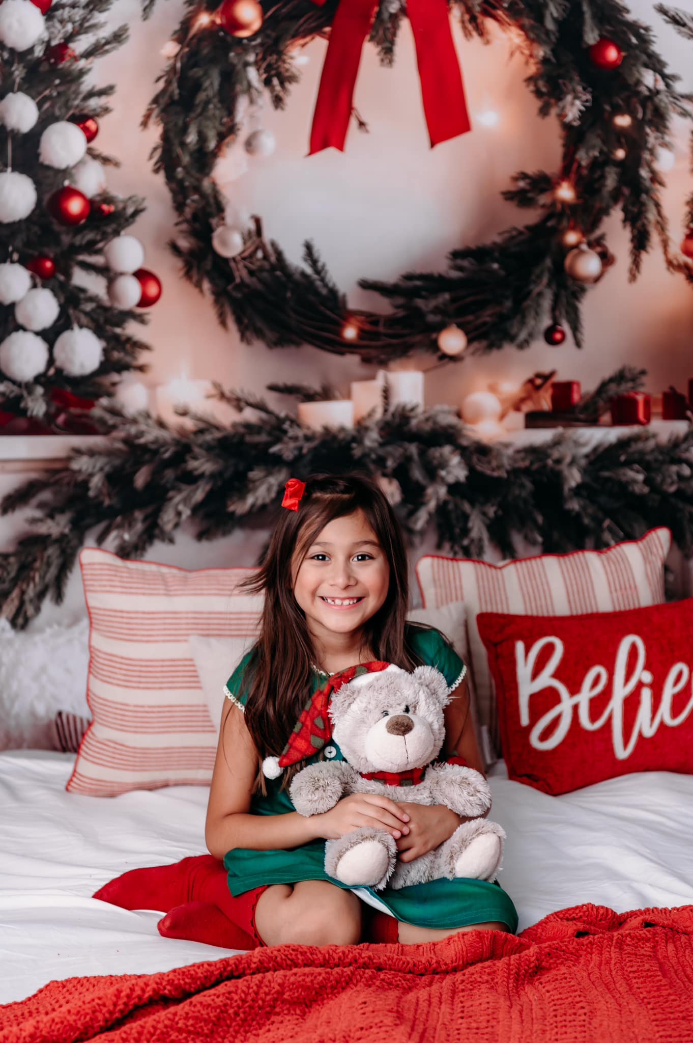 Kate Warm Christmas Backdrop Headboard Tree for Photography