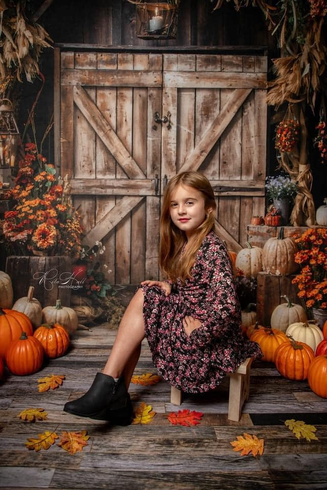 Kate Autumn Leaves Retro Barn Backdrop Designed by Emetselch - Kate Backdrop AU
