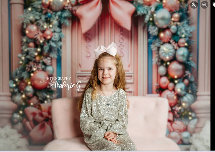 Kate Pink Christmas Bow Backdrop for Photography