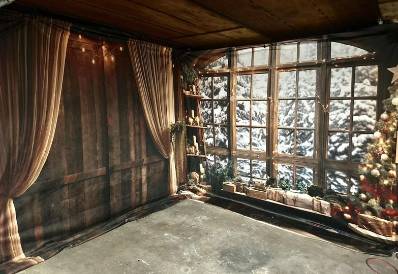 Kate Christmas Tree Winter Snow Wood Room Set(8ftx8ft&10ftx8ft&8ftx10ft)