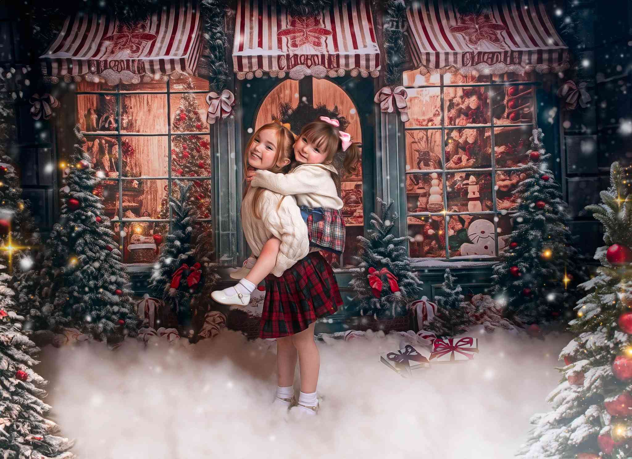 Kate Christmas Snow Cabin Backdrop for Photography - Kate Backdrop AU