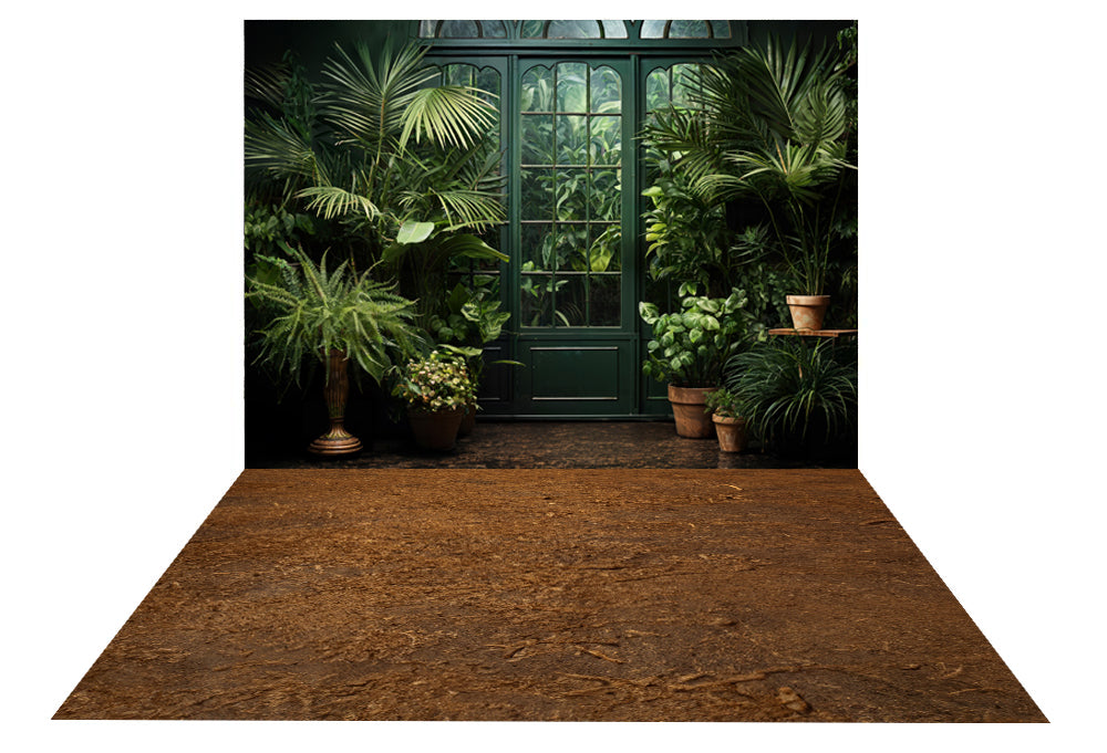 Kate Spring/Summer Green Plant Door Backdrop+Soil Floor Backdrop