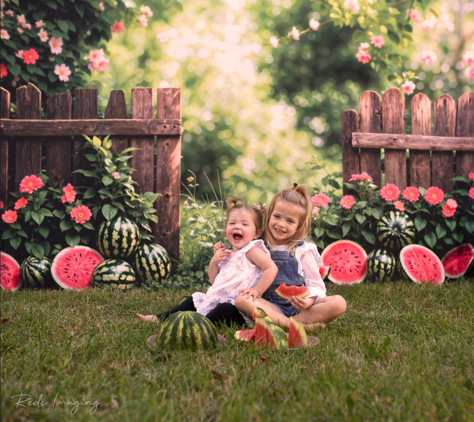 Kate Summer Watermelon Fence Backdrop Designed by Emetselch - Kate Backdrop AU