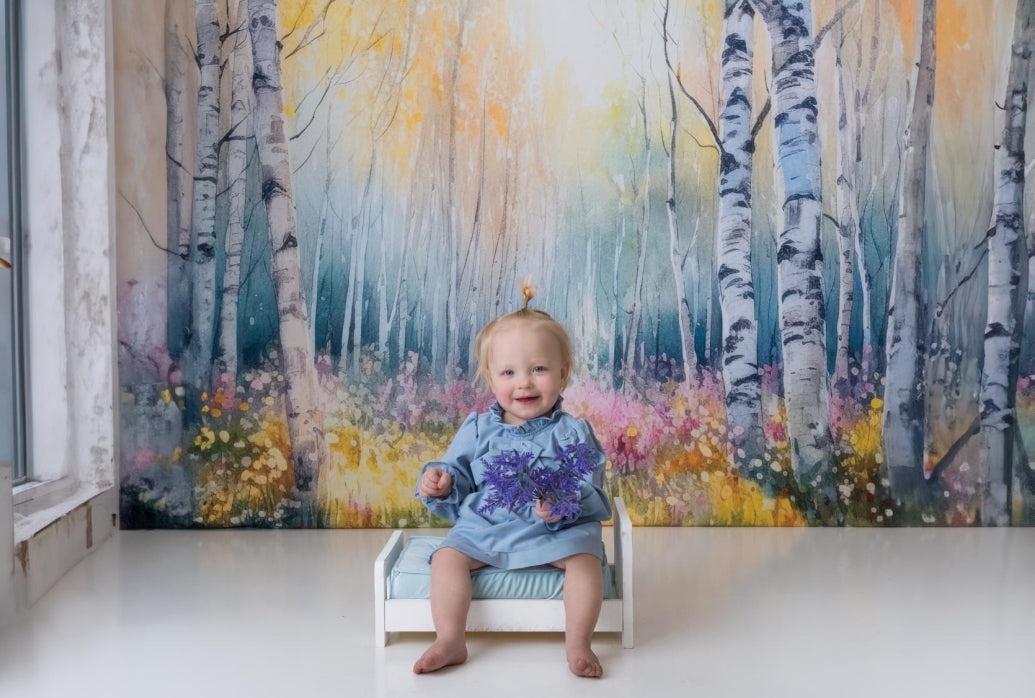 Kate Watercolor Spring Forest Backdrop Designed by Mandy Ringe Photography - Kate Backdrop AU