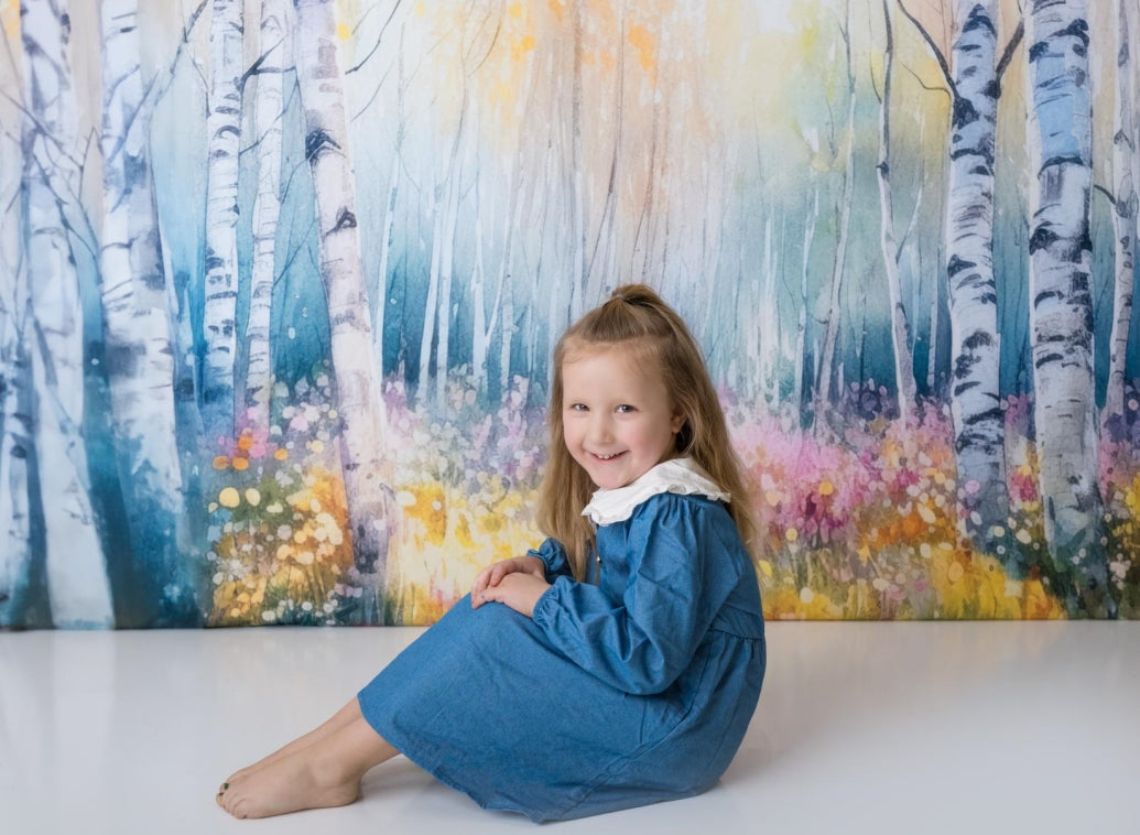 Kate Watercolor Spring Forest Backdrop Designed by Mandy Ringe Photography - Kate Backdrop AU