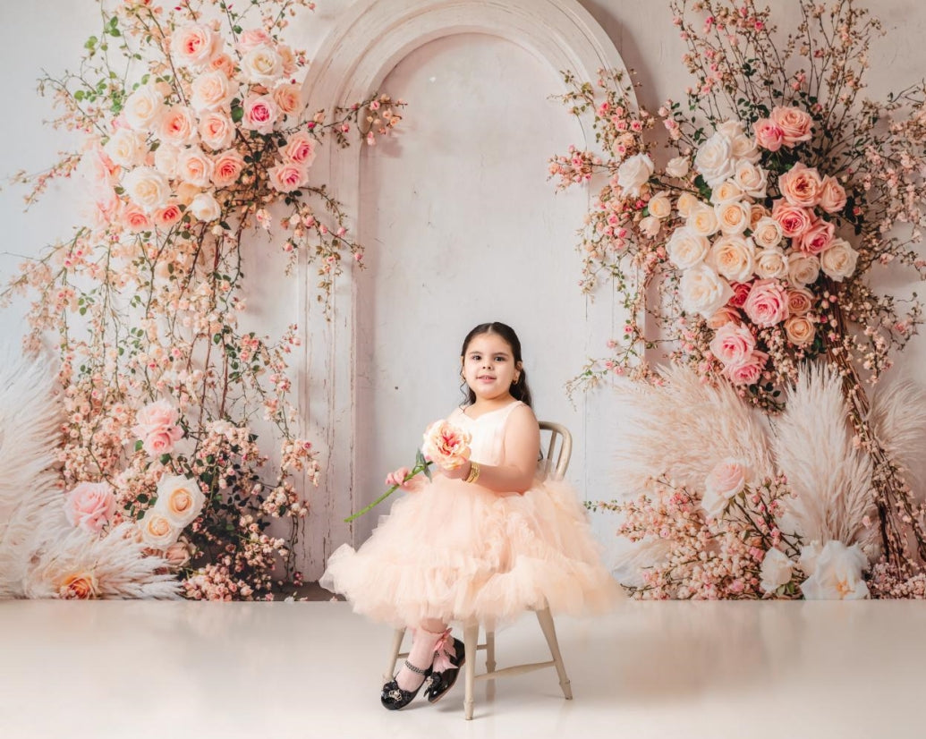 Kate Boho Spring Floral Arch Wedding Backdrop Designed by Emetselch