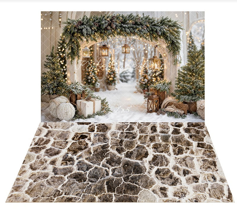 Kate Snow Christmas Arch Backdrop+Stone Texture Floor Backdrop - Kate Backdrop AU