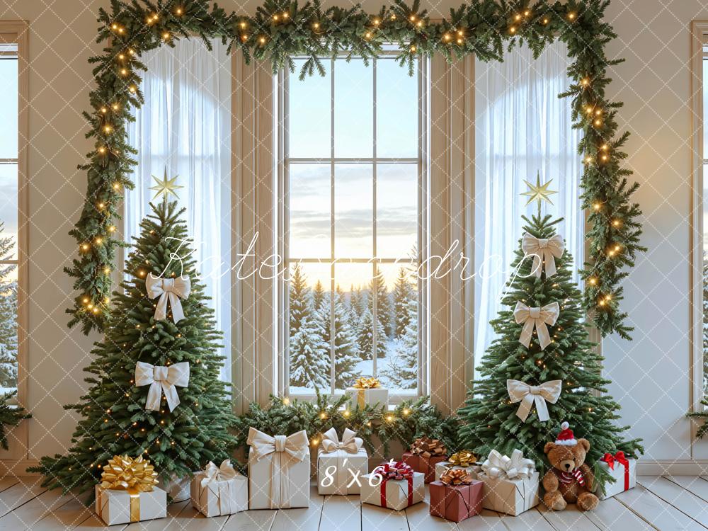 Kate Christmas Trees Gifts Window Backdrop Designed by Mini MakeBelieve