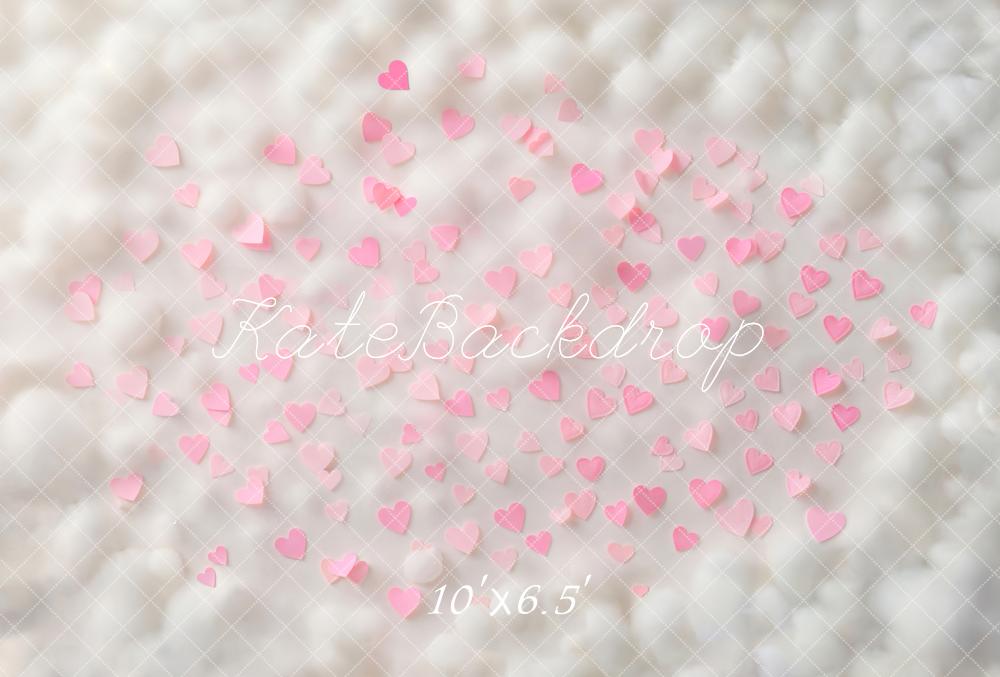 Kate Pink Hearts Cloud Floor Fleece Backdrop Designed by Chain - Kate Backdrop AU