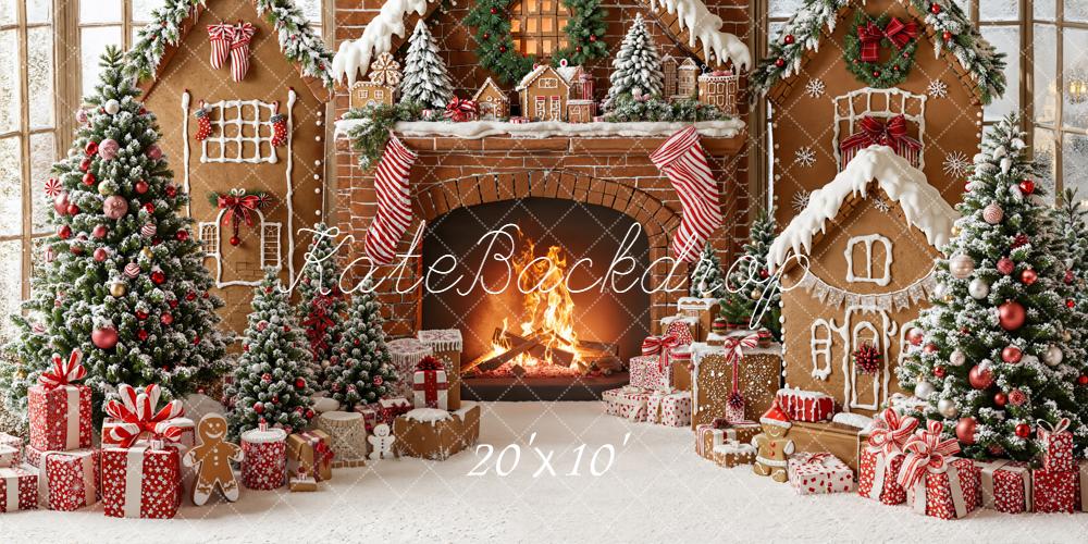 Lightning Deal Kate Christmas Gingerbread House Fireplace Backdrop Designed by Emetselch