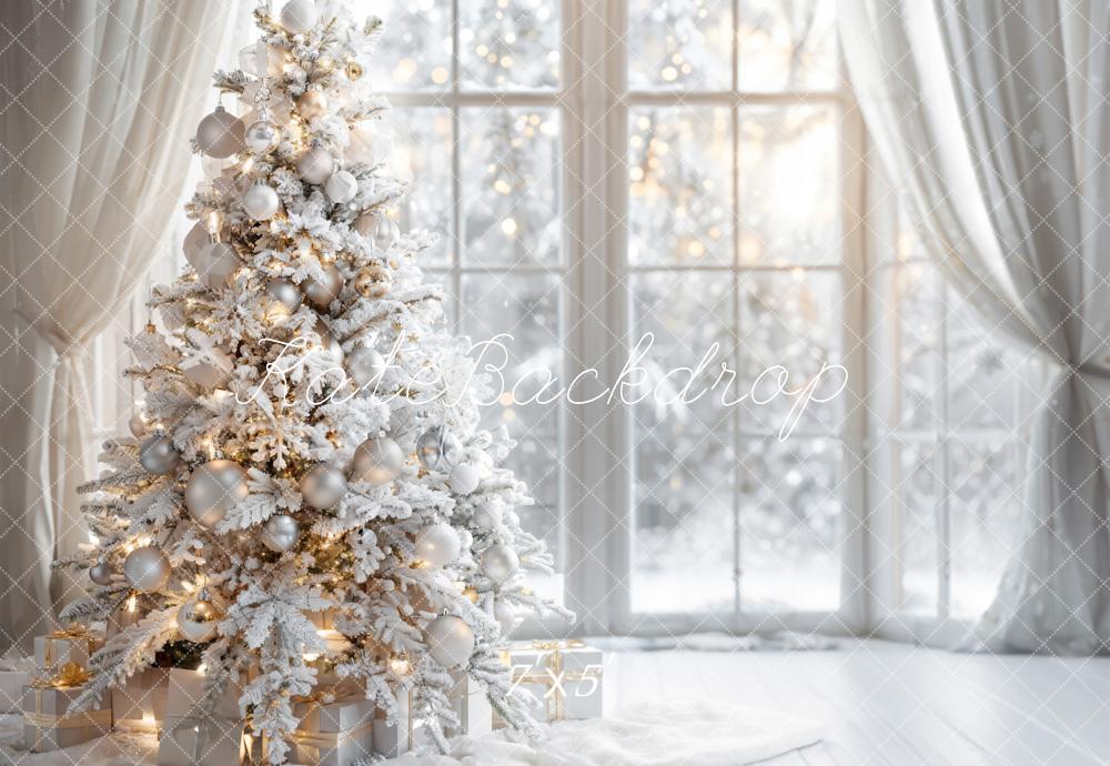 Kate Christmas Snowy Tree Window Backdrop Designed by Emetselch