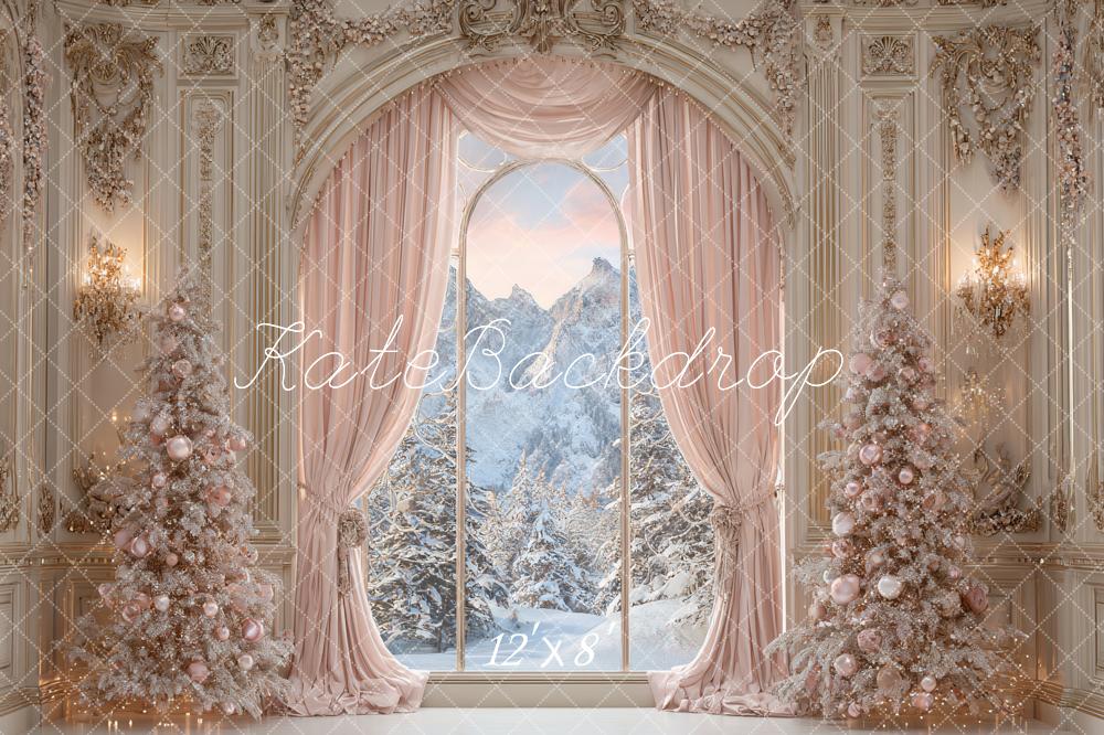 Kate Christmas Arch Snowy Mountains Backdrop Designed by Ashley Paul