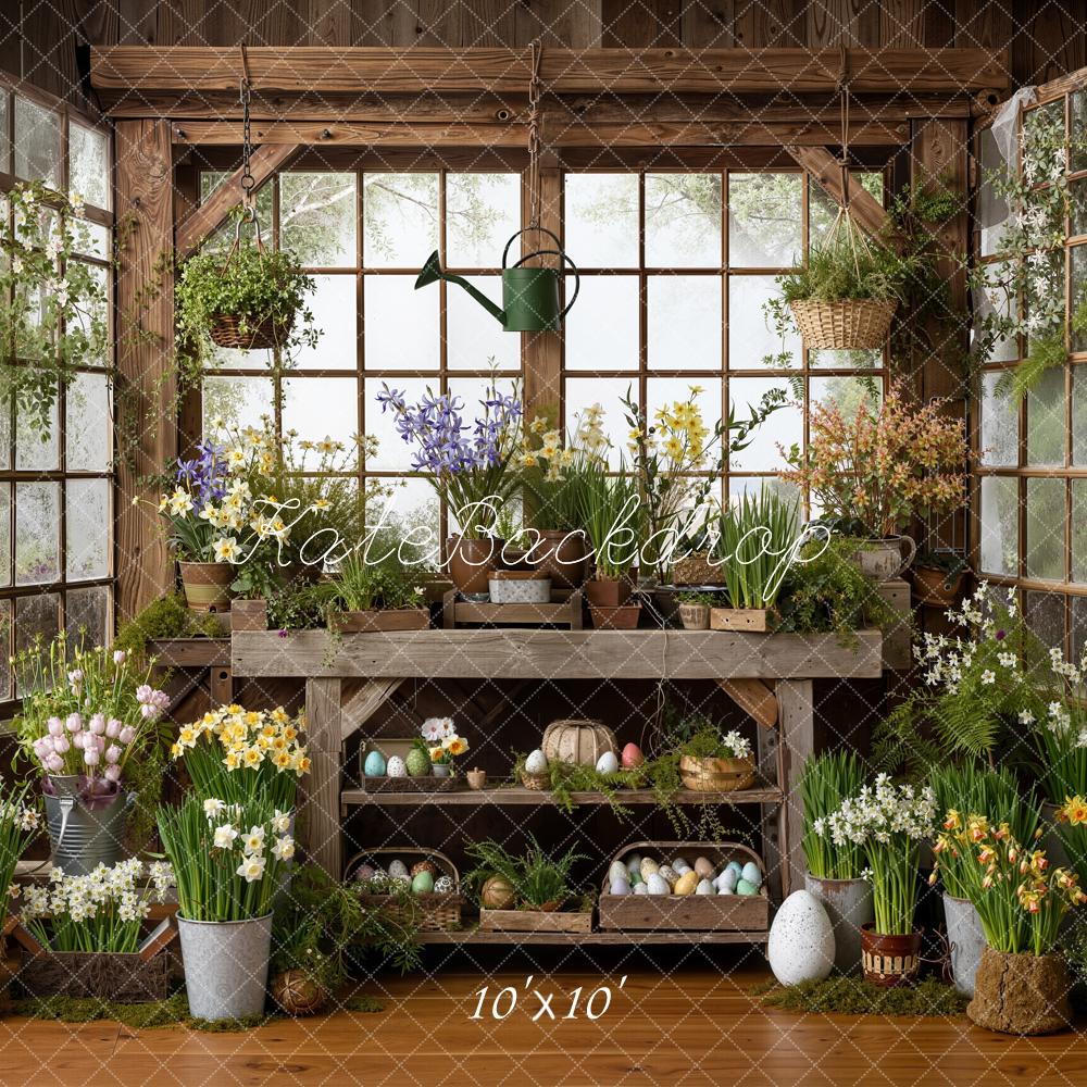 Kate Easter Eggs Flower Pots Windows Backdrop Designed by Emetselch