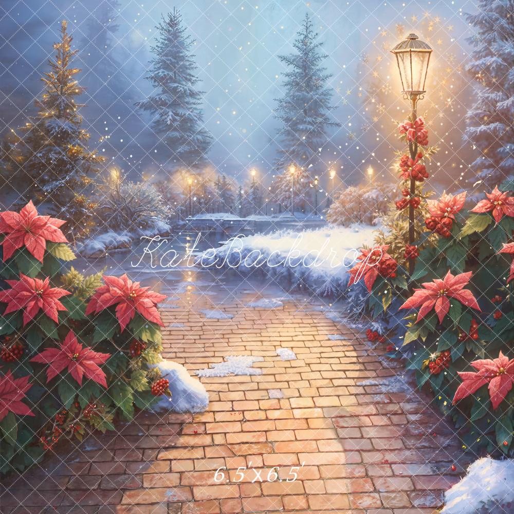 Kate Christmas Snowy Brick Pathway Backdrop Designed by Kate Image - Kate Backdrop AU