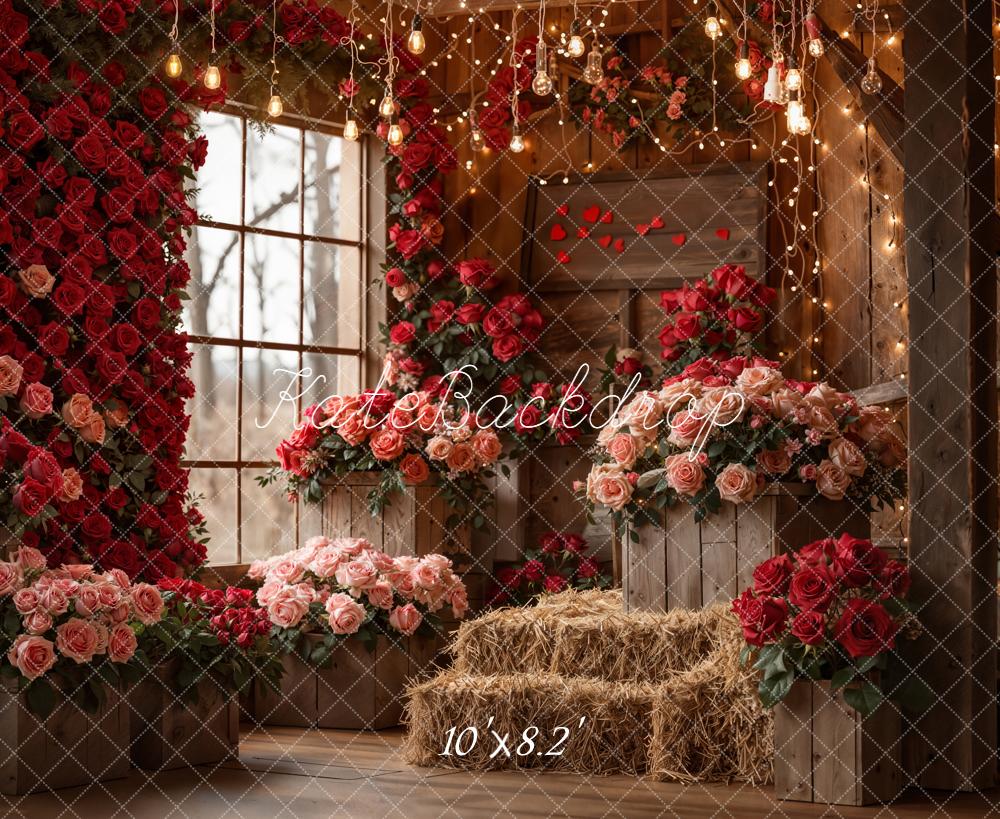 Kate Rustic Roses Wooden Crates Fleece Backdrop Designed by Emetselch